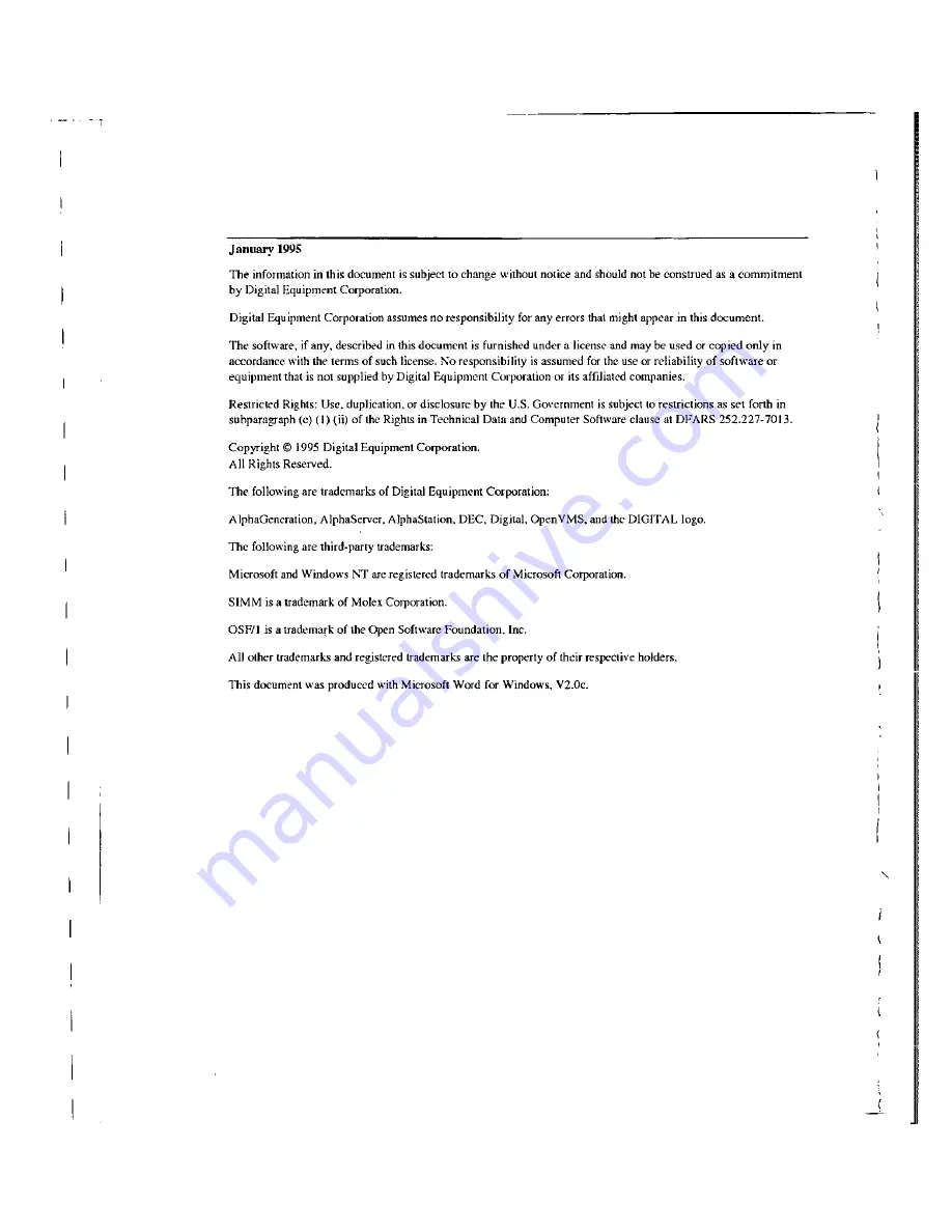 DEC Digital AlphaServer 400 series User Information Download Page 2