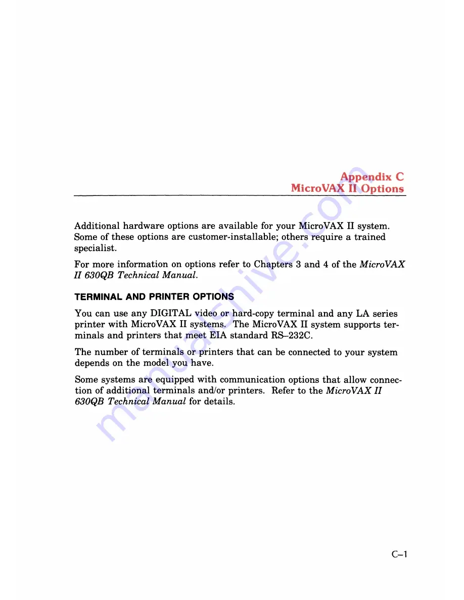 DEC MicroVax II 630QB Owner'S Manual Download Page 107