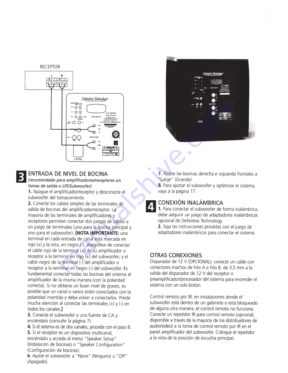 Definitive Technology SC 8000 Скачать руководство пользователя страница 11