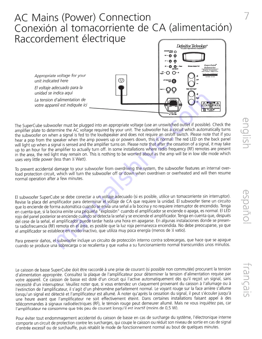 Definitive Technology SuperCube SC 4000 Owner'S Manual Download Page 7