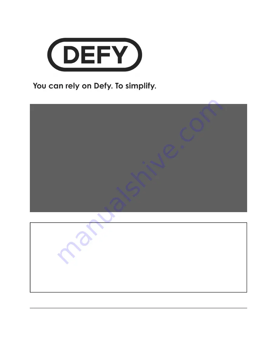 Defy DDW168 Service Manual Download Page 1