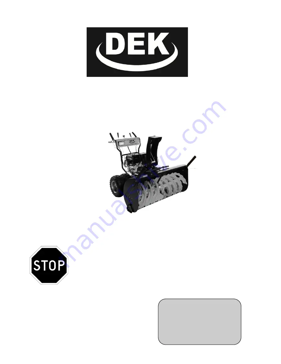 DEK 30SD Owner'S Manual Download Page 1