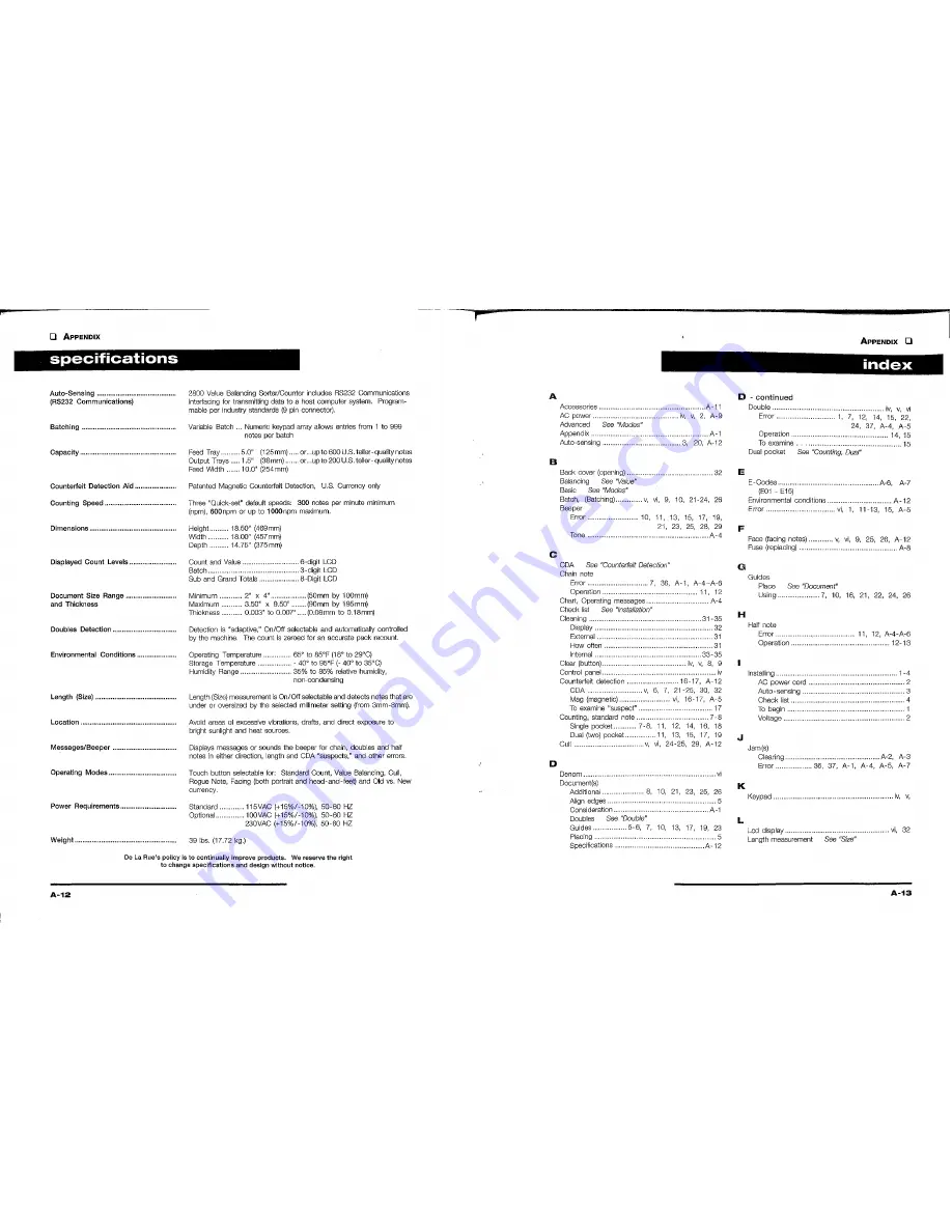 DeLaRue 2800VB Operator'S Manual Download Page 29