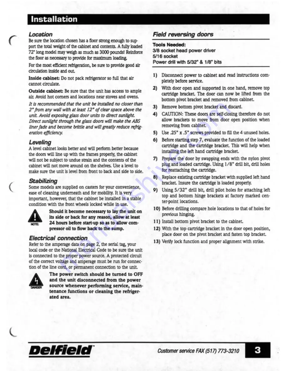 Delfield 6025-HG Service And Installation Manual Download Page 3