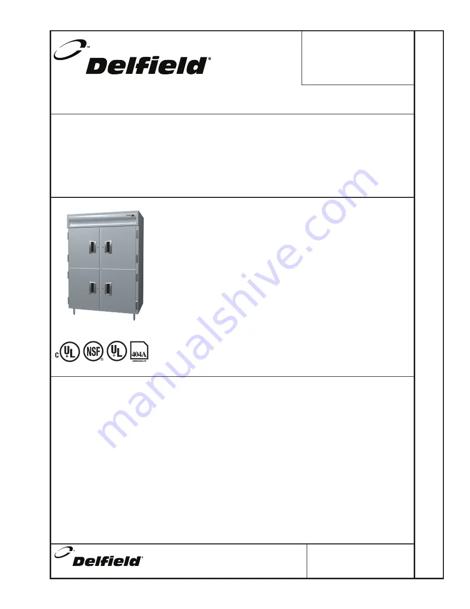 Delfield Specification Line SAF1-S Specifications Download Page 1