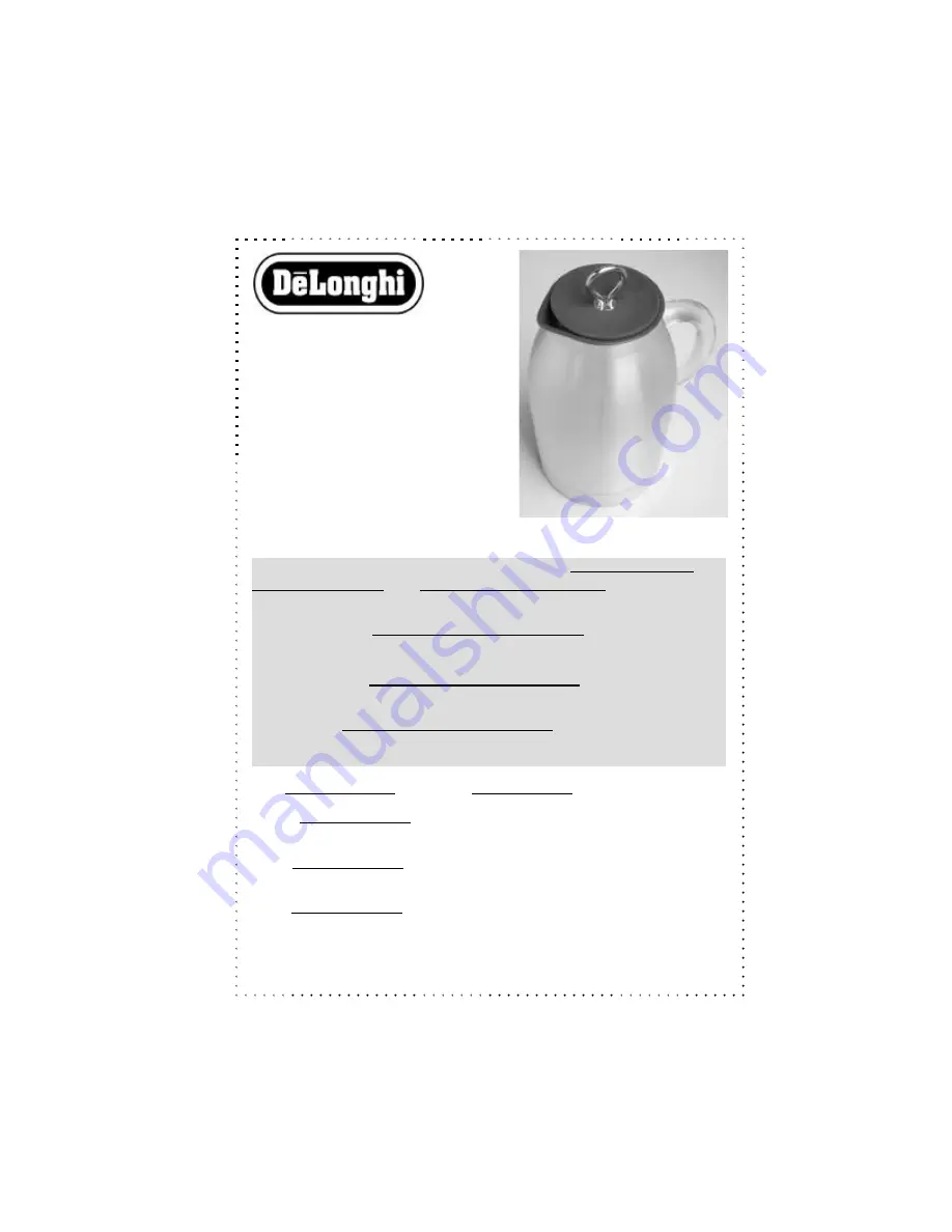 DeLonghi DSJ900 Series Instruction Manual Download Page 1