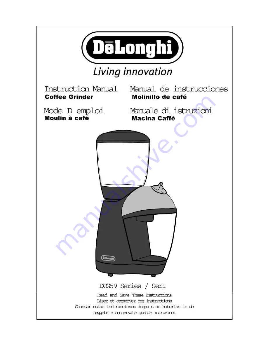 DèLonghi DCG59 Series Скачать руководство пользователя страница 1