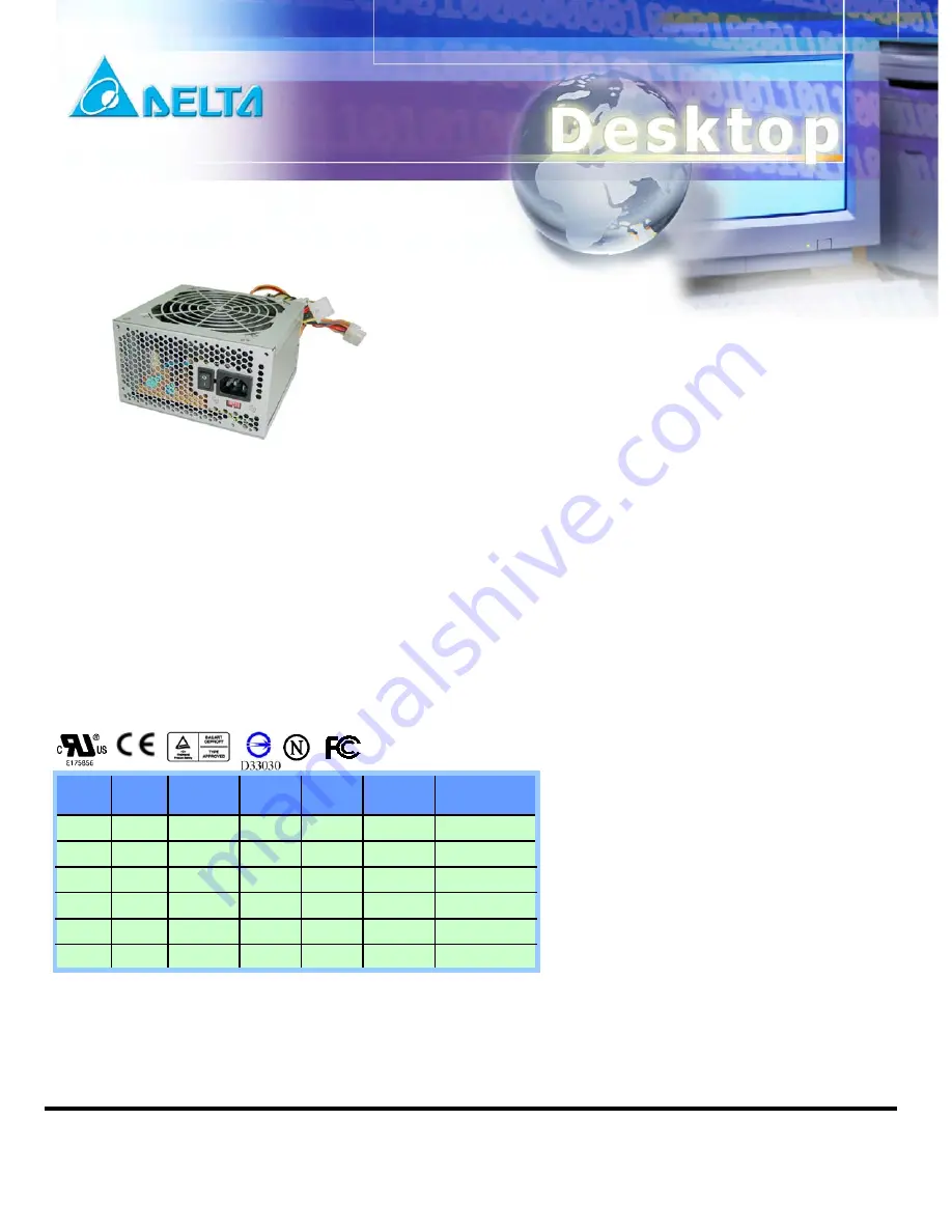 Delta Electronics DPS-350AB-2 Скачать руководство пользователя страница 1