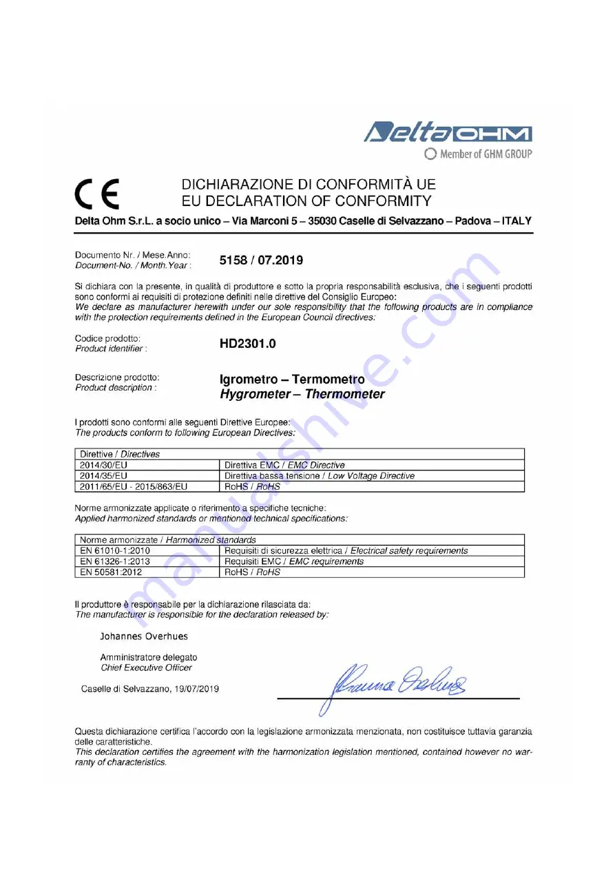 Delta OHM HD2301.0 Operating Manual Download Page 27