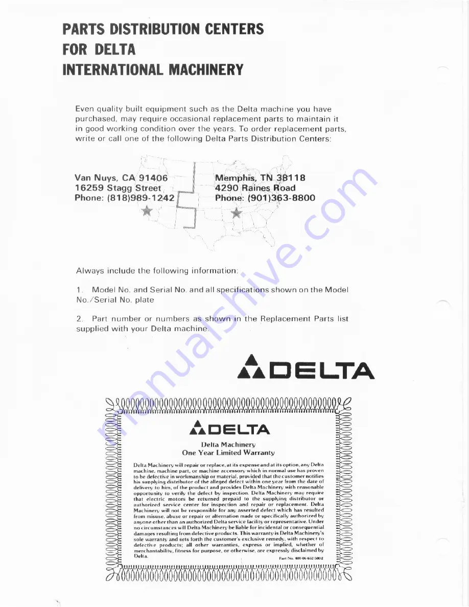 Delta 426-05-651-0001 Instruction Manual Download Page 8