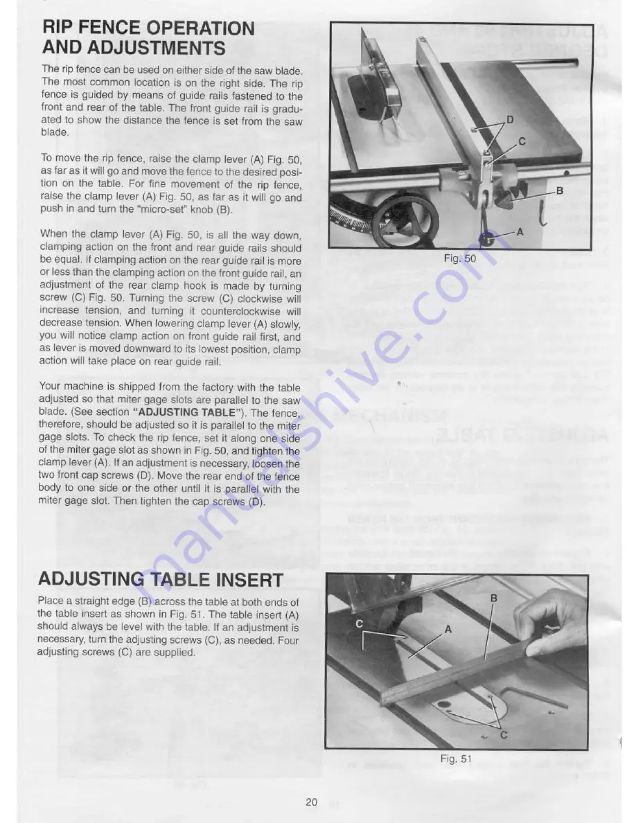 Delta UNISAW 422-04-651-0039 Instruction Manual Download Page 20