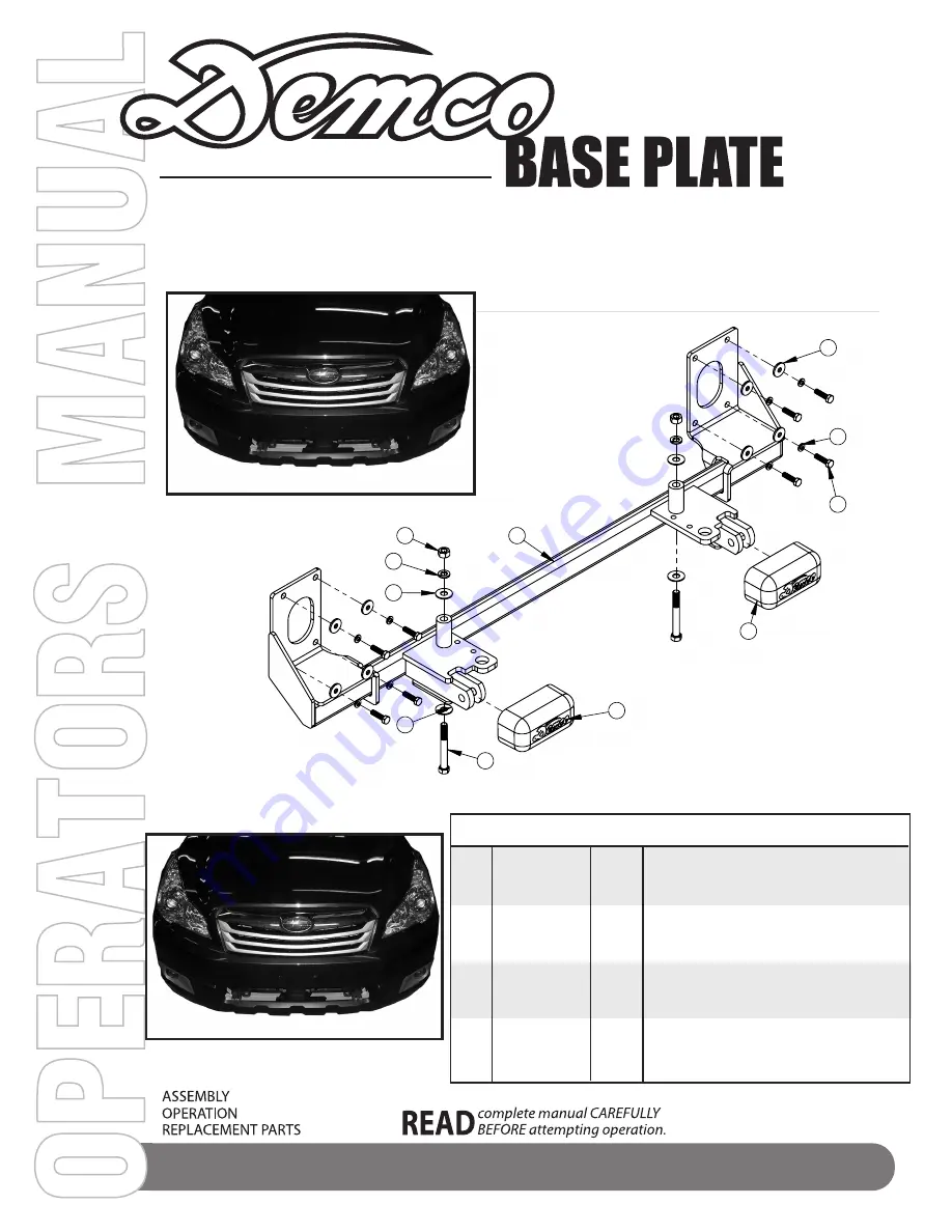 Demco BASE PLATE Operator'S Manual Download Page 1