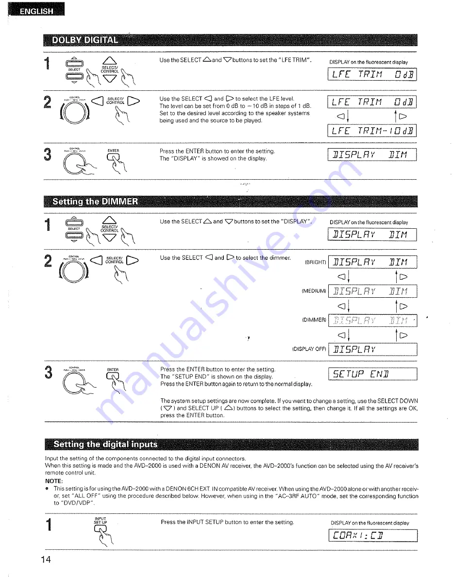 Denon AVD-2000 Operating Instructions Manual Download Page 14