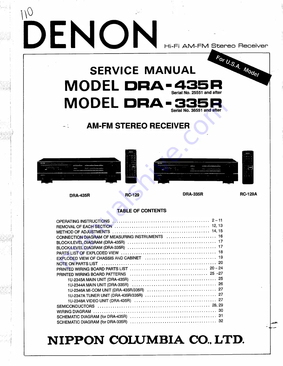 Denon DRA-335R Service Manual Download Page 1