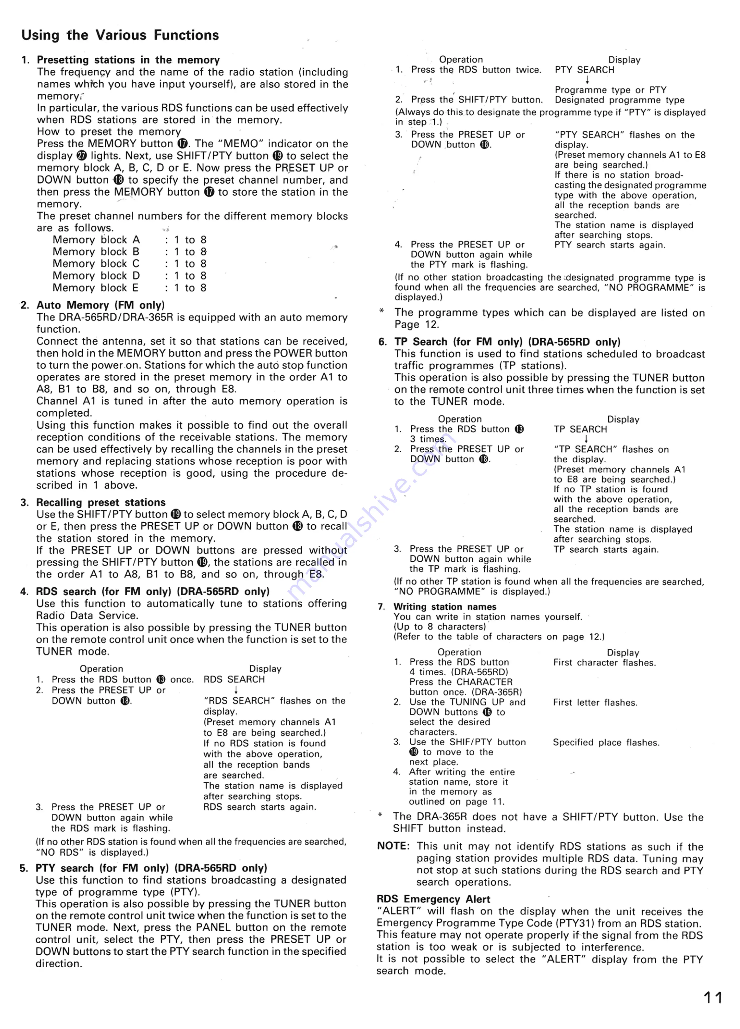 Denon DRA-365R Operating Instructions Manual Download Page 12