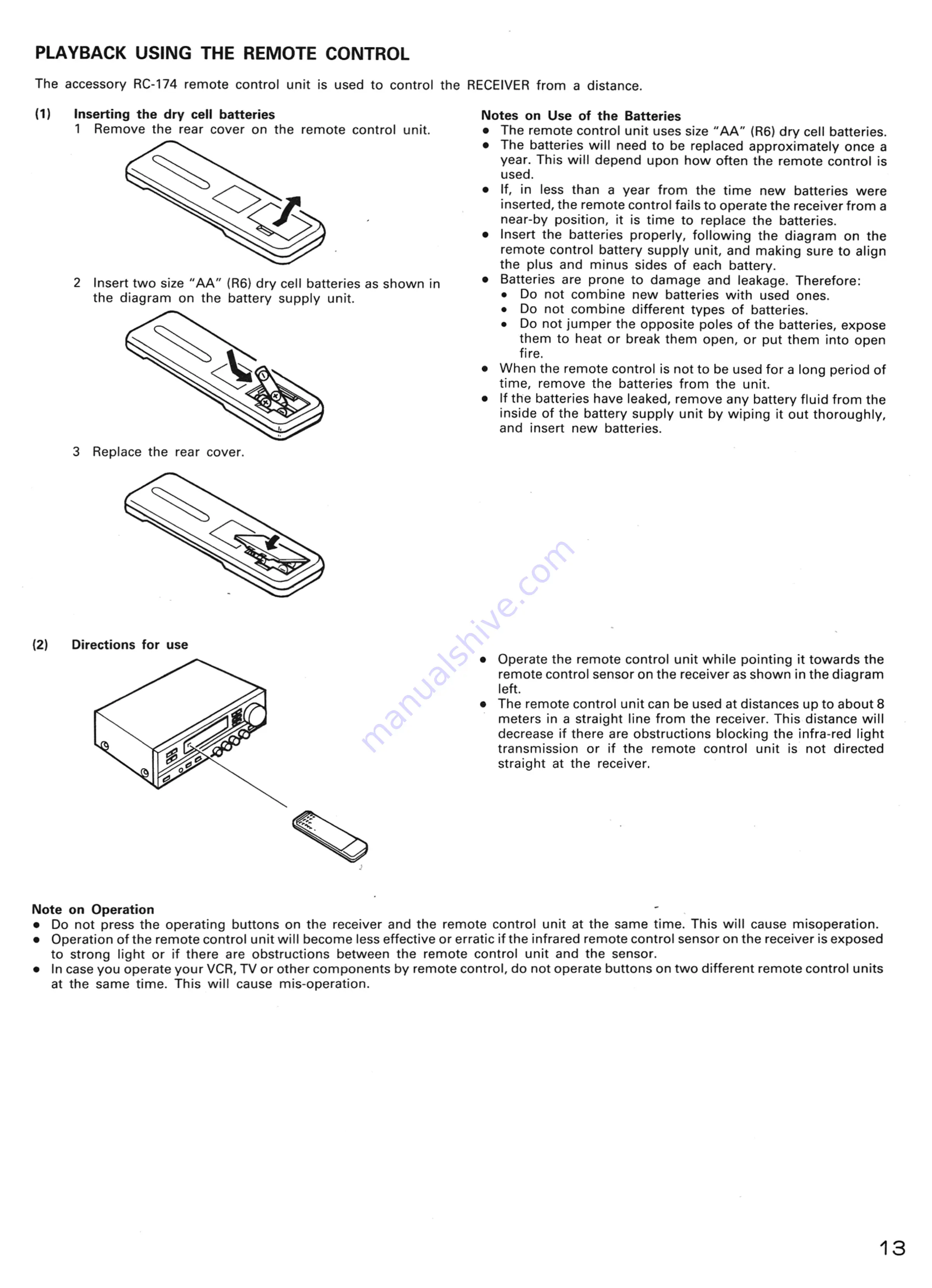 Denon DRA-365R Operating Instructions Manual Download Page 14