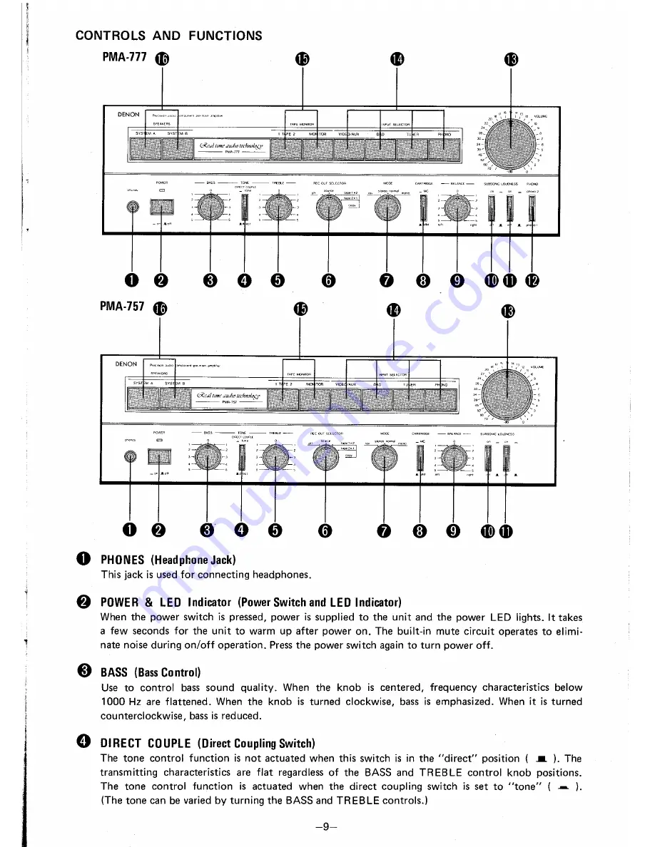 Denon PMA-757 Operating Instructions Manual Download Page 9