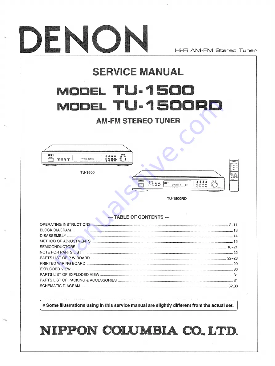 Denon TU-1500 Скачать руководство пользователя страница 1