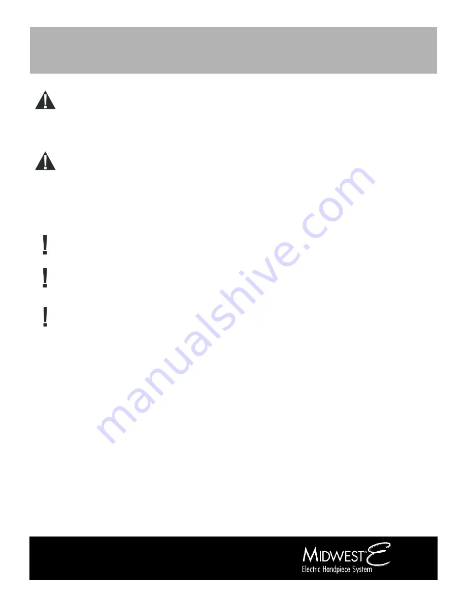 DENTSPLY Midwest E Electric Handpiece System Directions For Use Manual Download Page 6