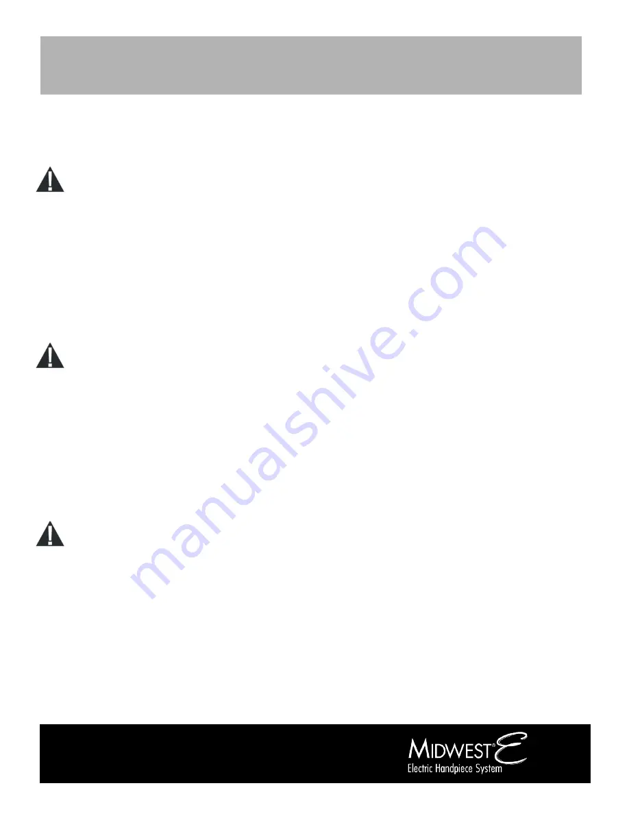 DENTSPLY Midwest E Electric Handpiece System Directions For Use Manual Download Page 19