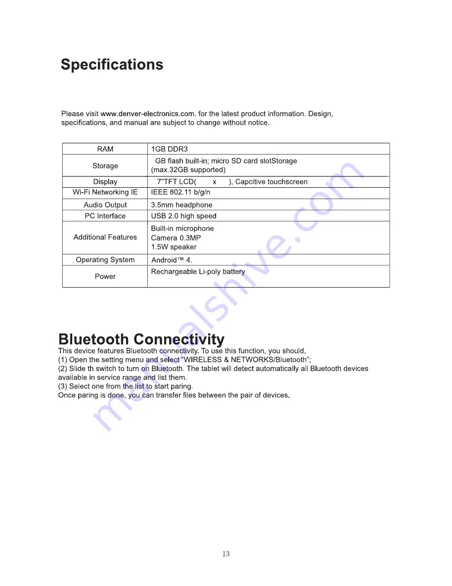 Denver TAD-70092 User Manual Download Page 13