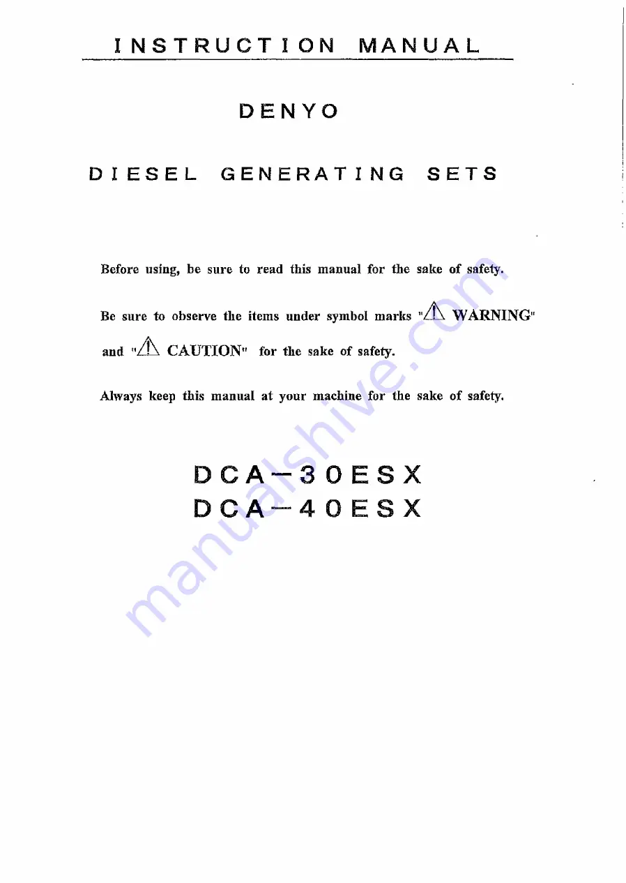 Denyo DCA-30ESX Instruction Manual Download Page 1