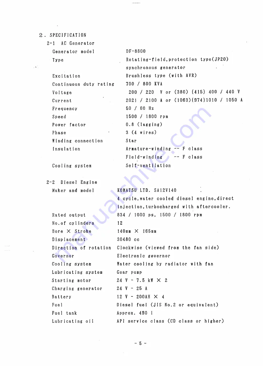 Denyo DCA-800SPK Instruction Manual Download Page 6