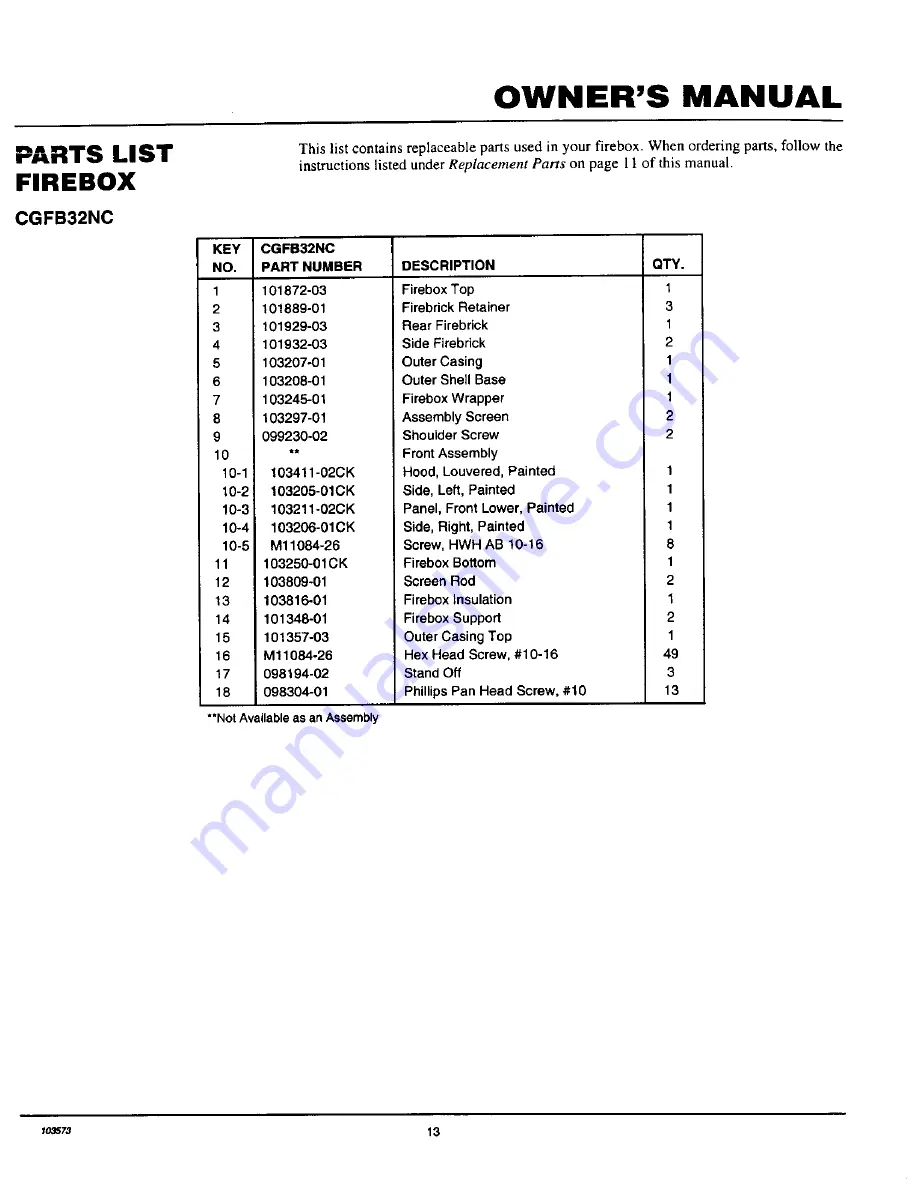 Desa Comfort Glow CGFB32C Owner'S Operation And Installation Manual Download Page 13