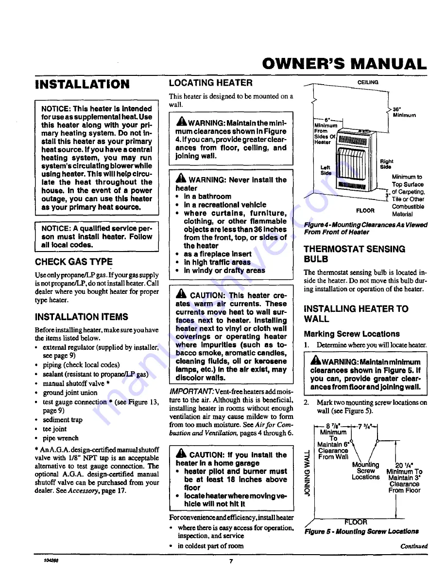 Desa Comfort Glow CGP10TA Owner'S Operation And Installation Manual Download Page 7