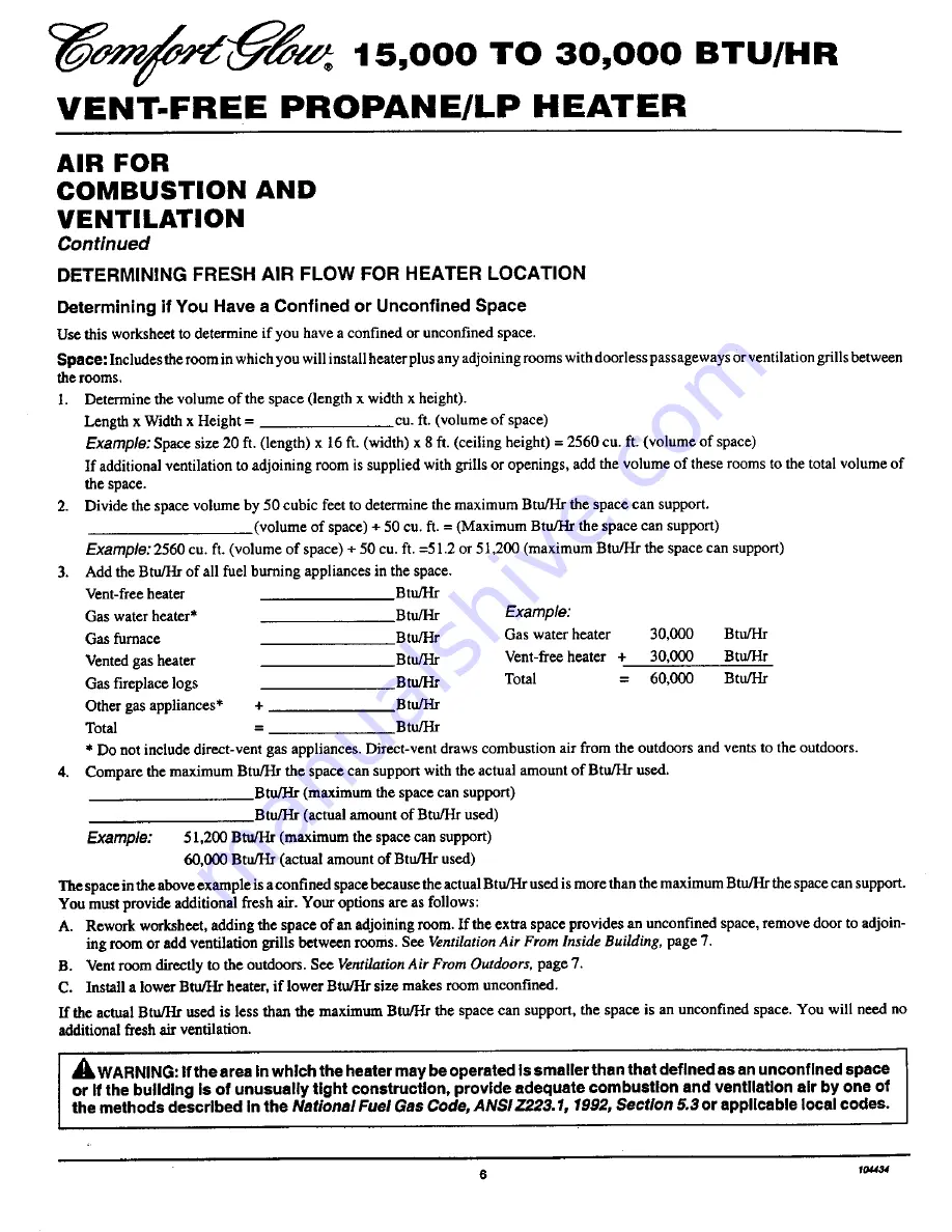 Desa Comfort Glow RFP30T Owner'S Operation And Installation Manual Download Page 6