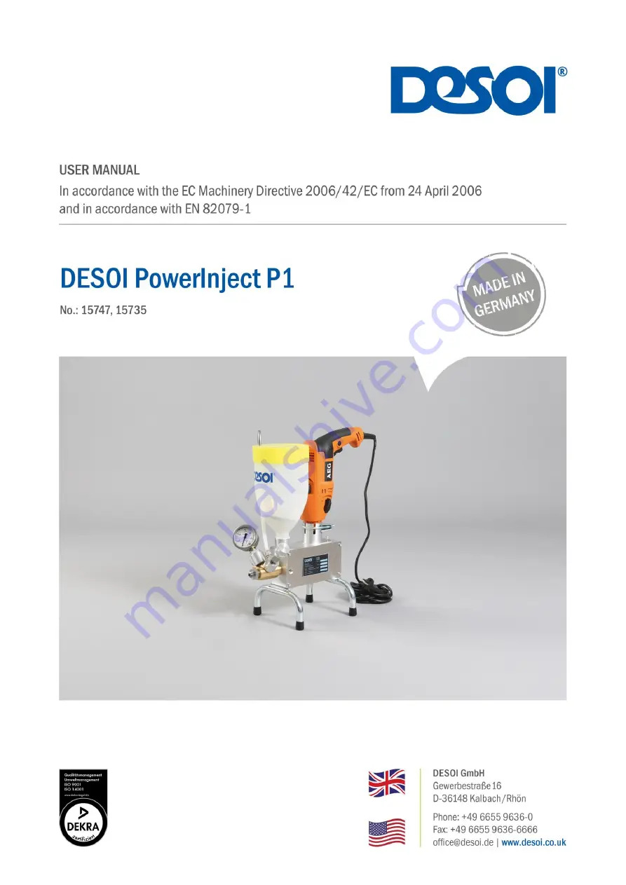 DESOI PowerInject P1 User Manual Download Page 1