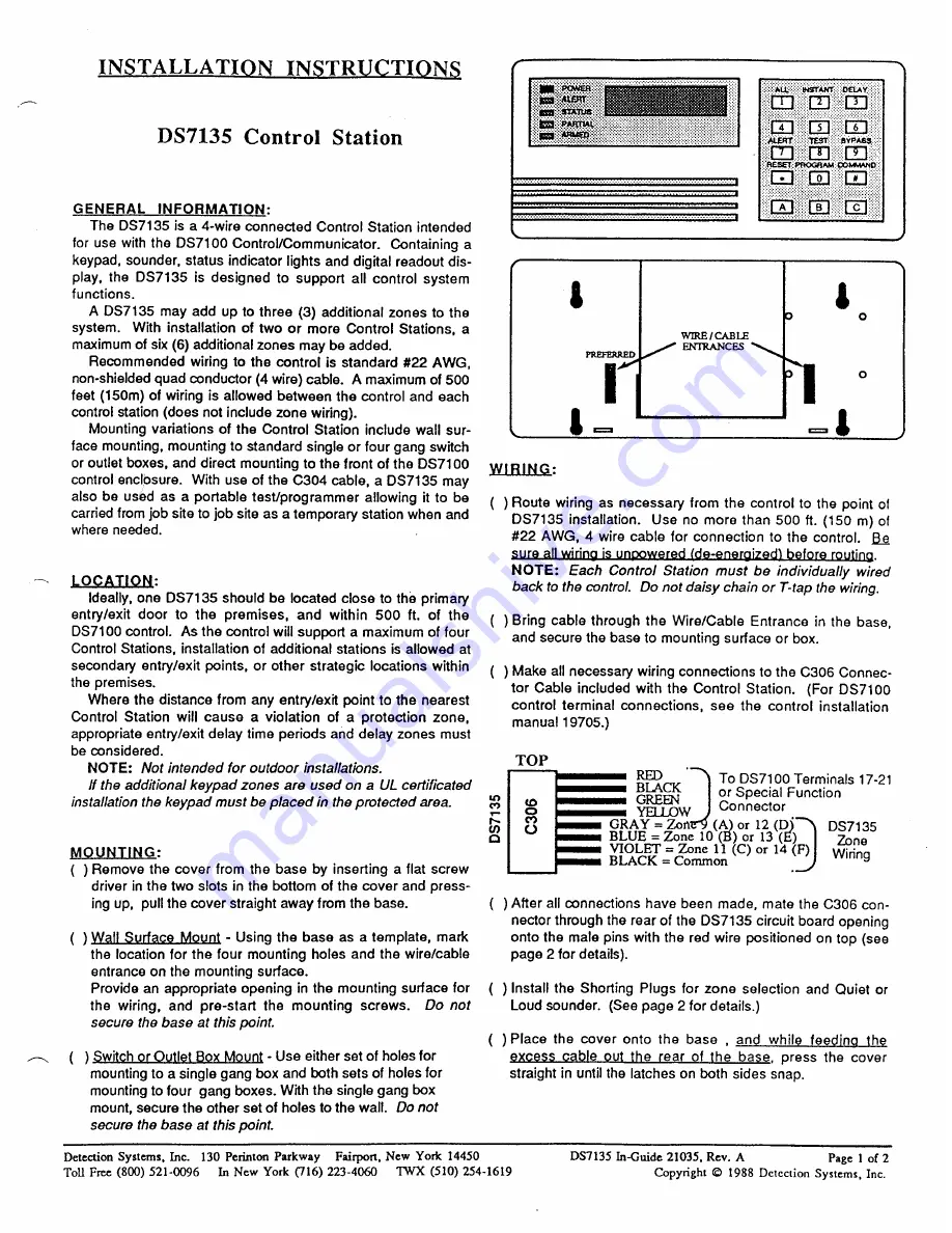 Detection Systems DS7135 Скачать руководство пользователя страница 1