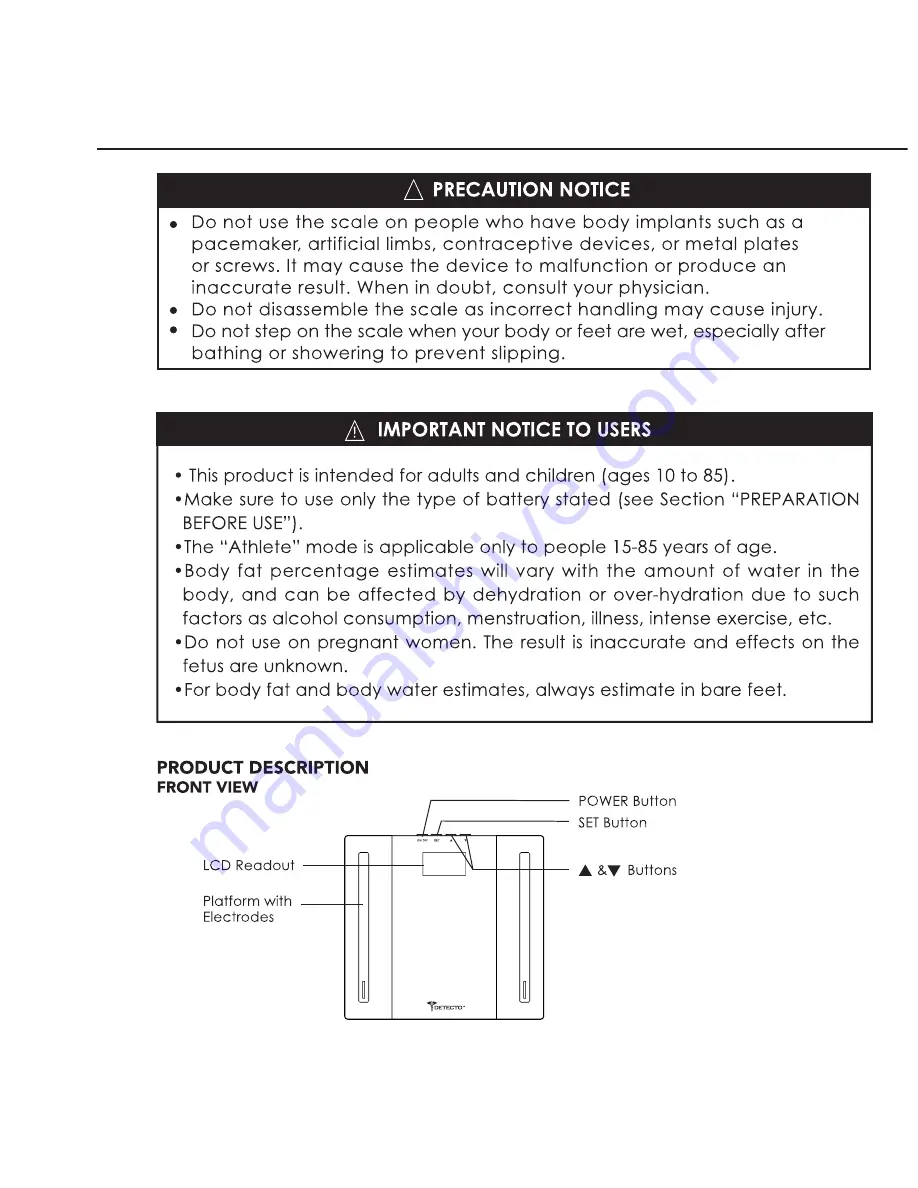 Detecto d219 User Manual Download Page 5