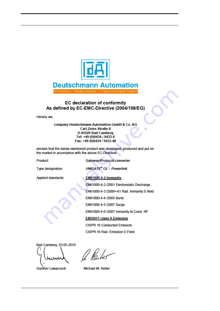 DEUTSCHMANN AUTOMATION UNIGATE CL - Powerlink Скачать руководство пользователя страница 40