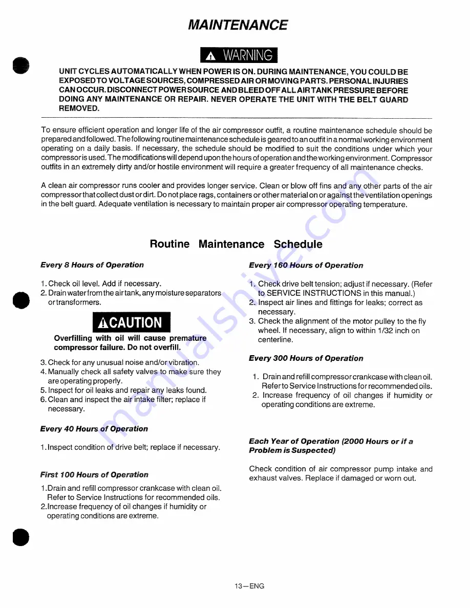 DeVilbiss L560V1 Owner'S Manual Download Page 13