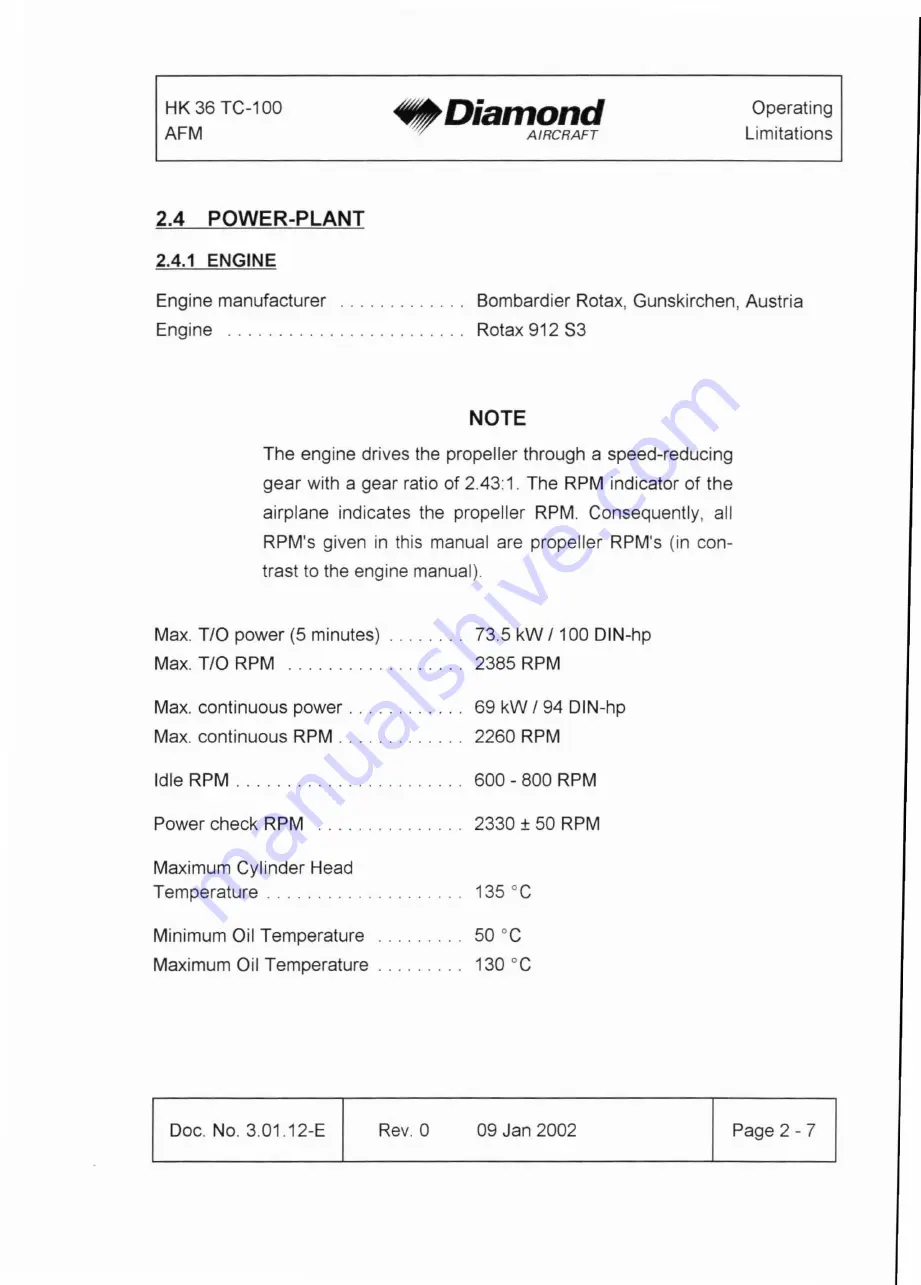 Diamond Aircraft HK 36 TC with ROTAX 912 S Airplane Flight Manual Download Page 23