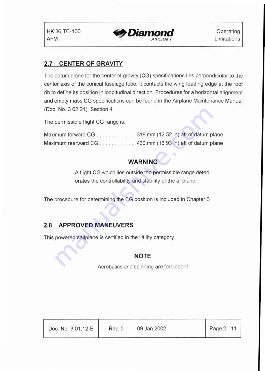 Diamond Aircraft HK 36 TC with ROTAX 912 S Airplane Flight Manual Download Page 27