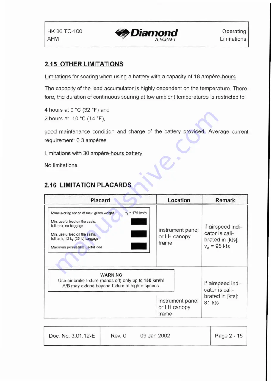 Diamond Aircraft HK 36 TC with ROTAX 912 S Airplane Flight Manual Download Page 31