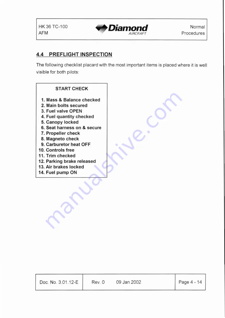 Diamond Aircraft HK 36 TC with ROTAX 912 S Airplane Flight Manual Download Page 59