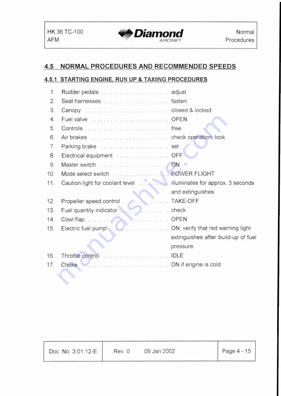 Diamond Aircraft HK 36 TC with ROTAX 912 S Airplane Flight Manual Download Page 60