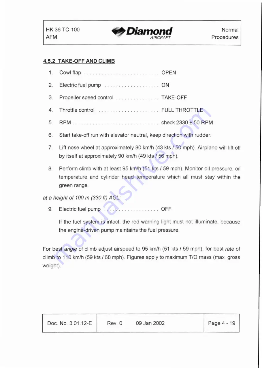 Diamond Aircraft HK 36 TC with ROTAX 912 S Airplane Flight Manual Download Page 64