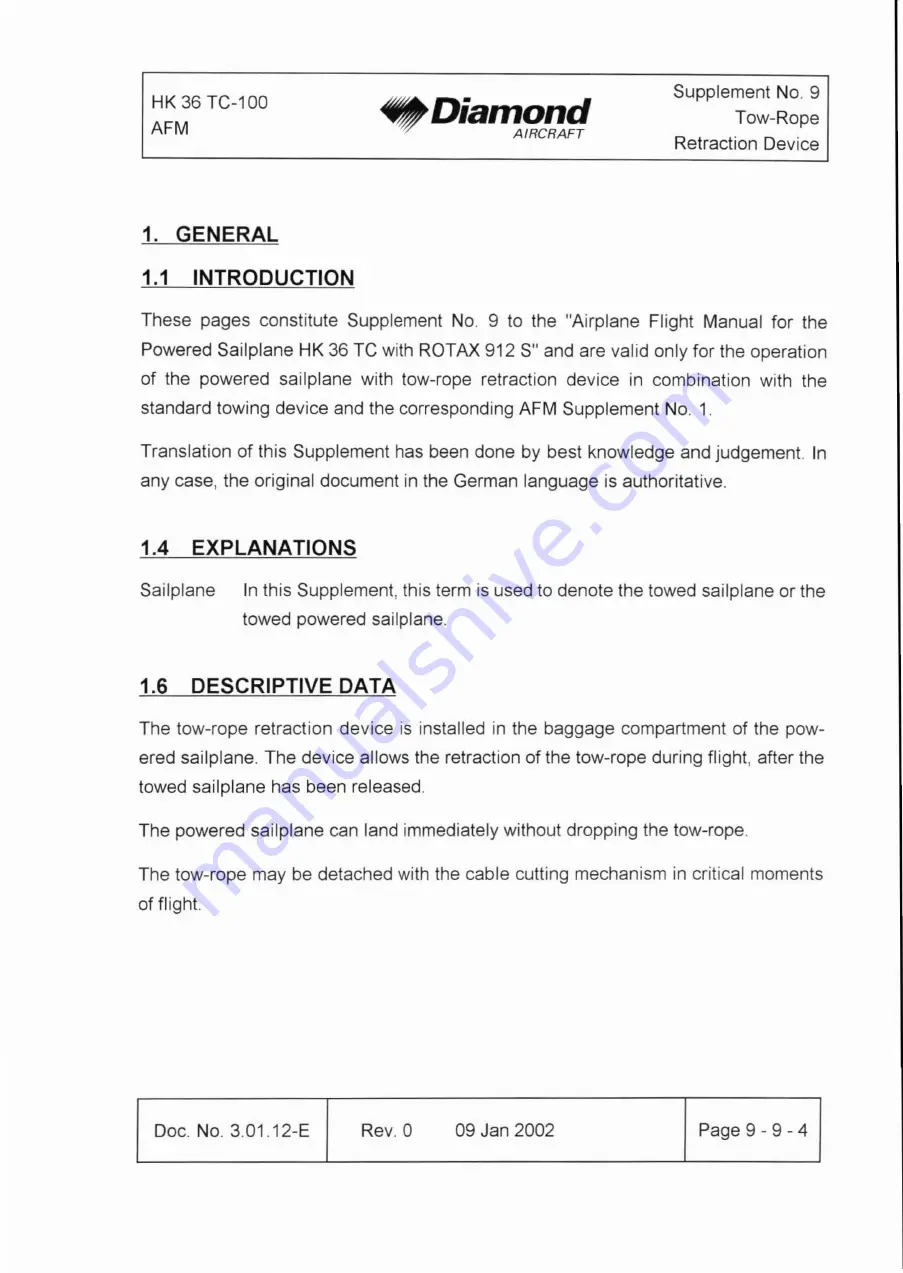 Diamond Aircraft HK 36 TC with ROTAX 912 S Airplane Flight Manual Download Page 174