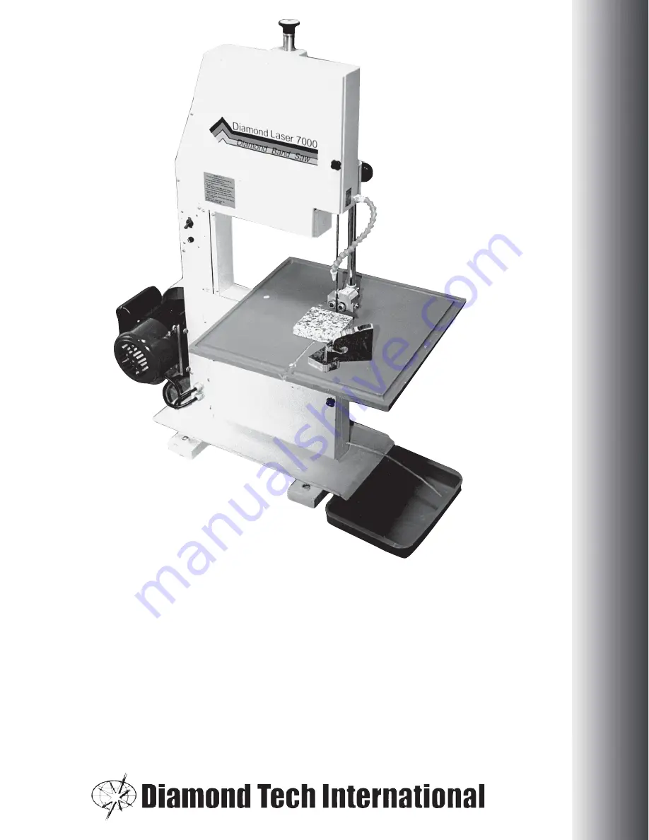 Diamond Tech International Diamond Laser 7000 Band Saw Operation Manual Download Page 1