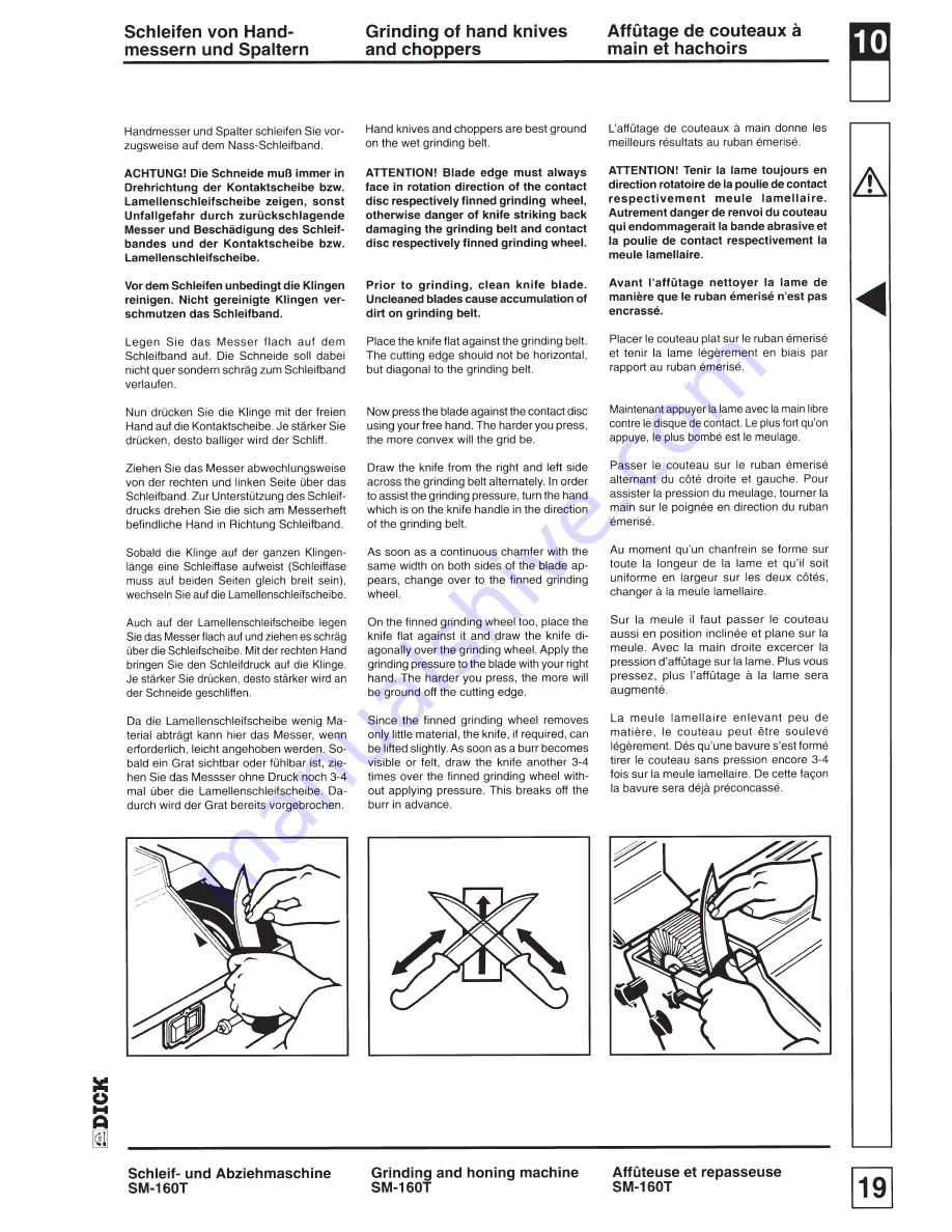 Dick SM-160T Operating Instructions Manual Download Page 19