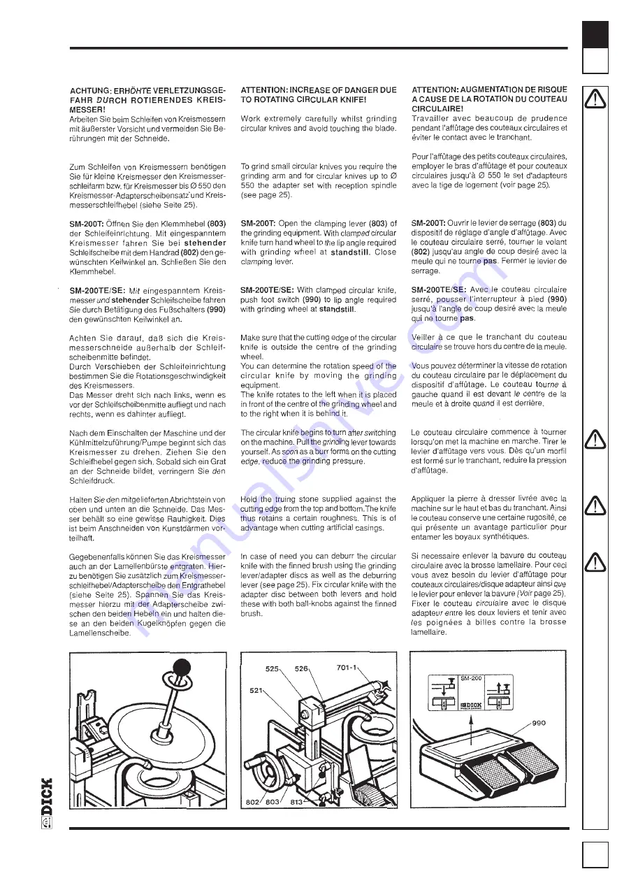 Dick SM-200 Series Operating Instructions Manual Download Page 22