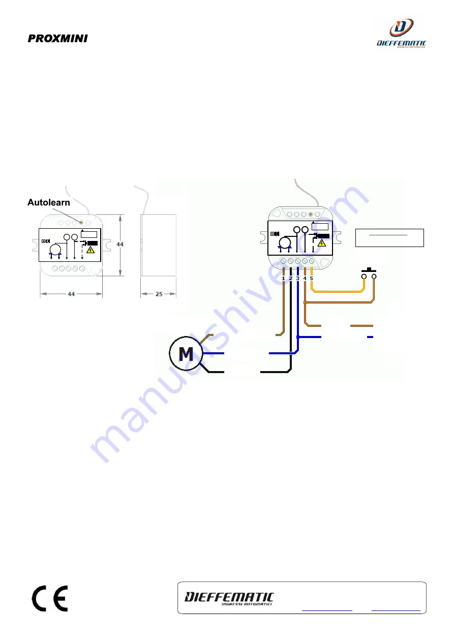 Dieffematic PROXMINI Quick Start Manual Download Page 2