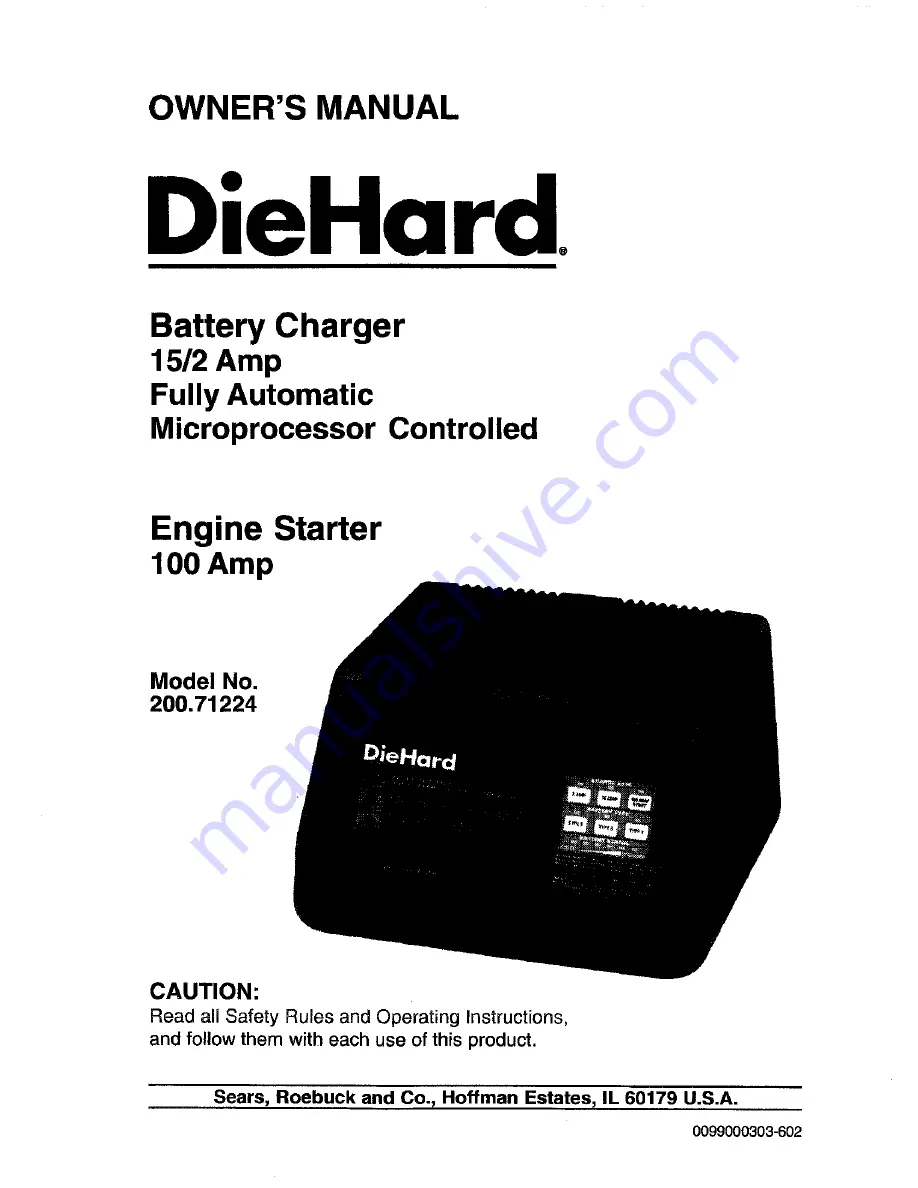 DieHard 200.71224 Owner'S Manual Download Page 1