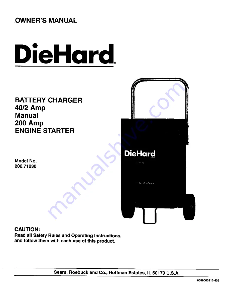 DieHard 200.7123 Owner'S Manual Download Page 1