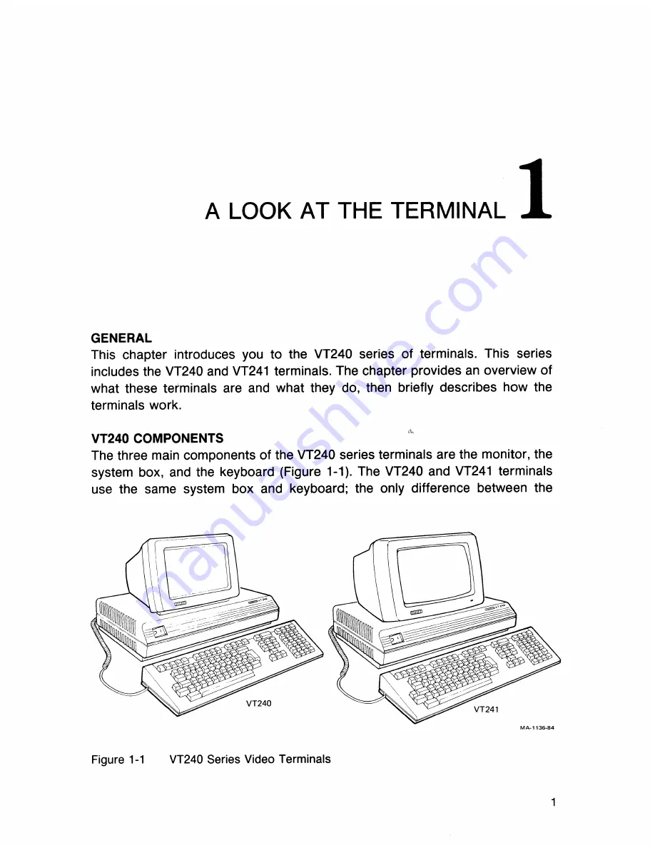 Digital Equipment VT 240 series Owner'S Manual Download Page 12