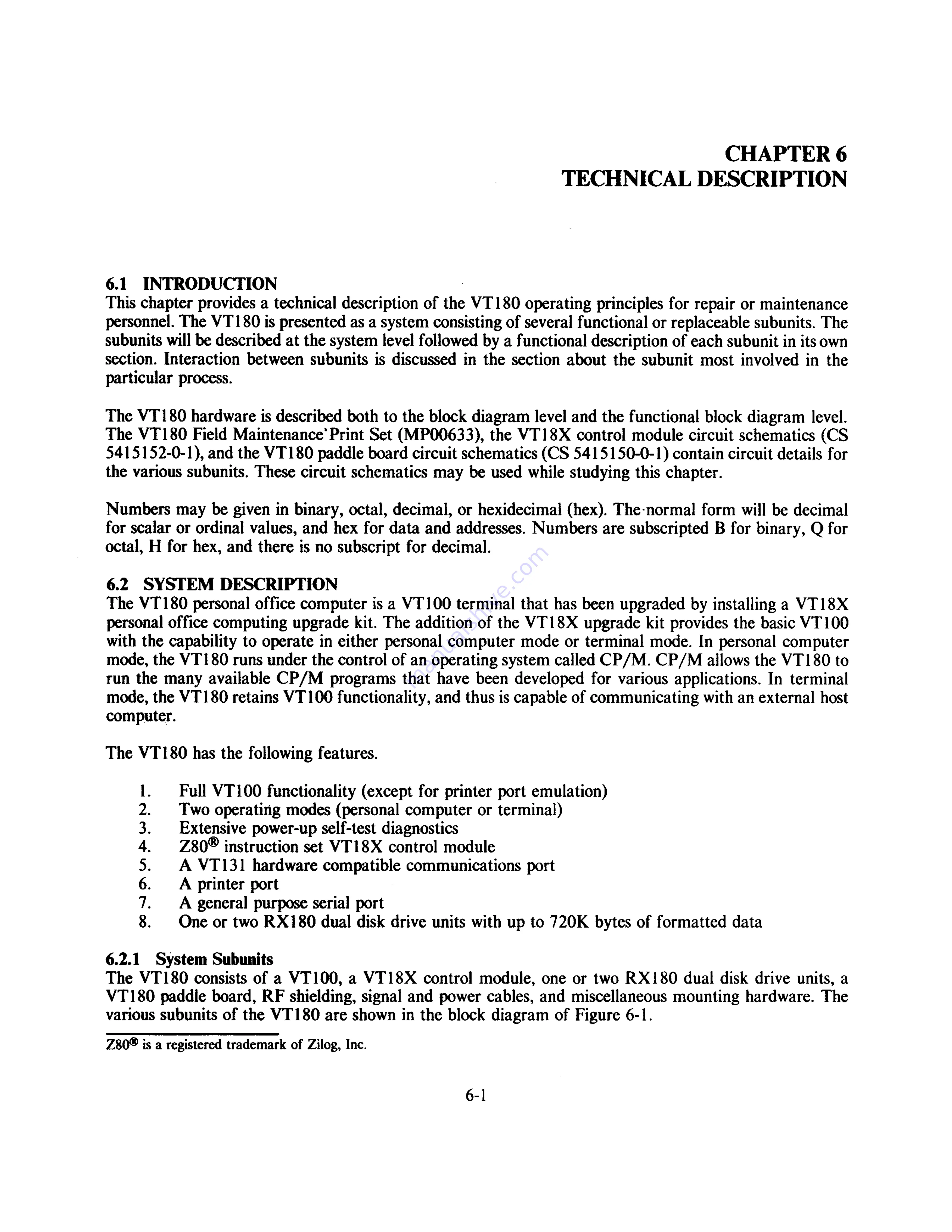 Digital Equipment VT180 Series Technical Manual Download Page 107